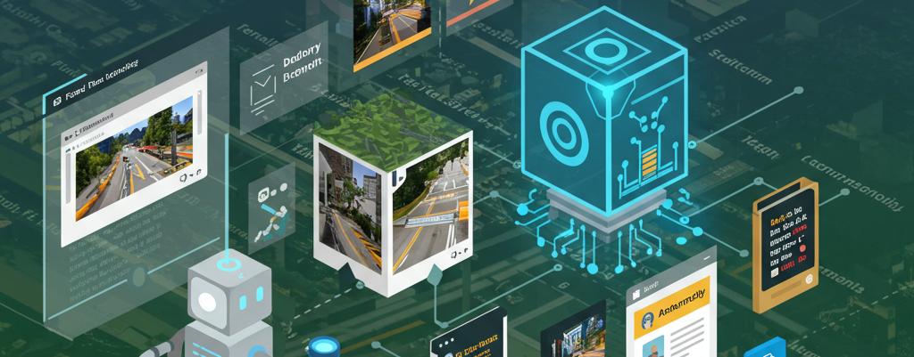 AI-generated illustration of a continual geospatial agent
