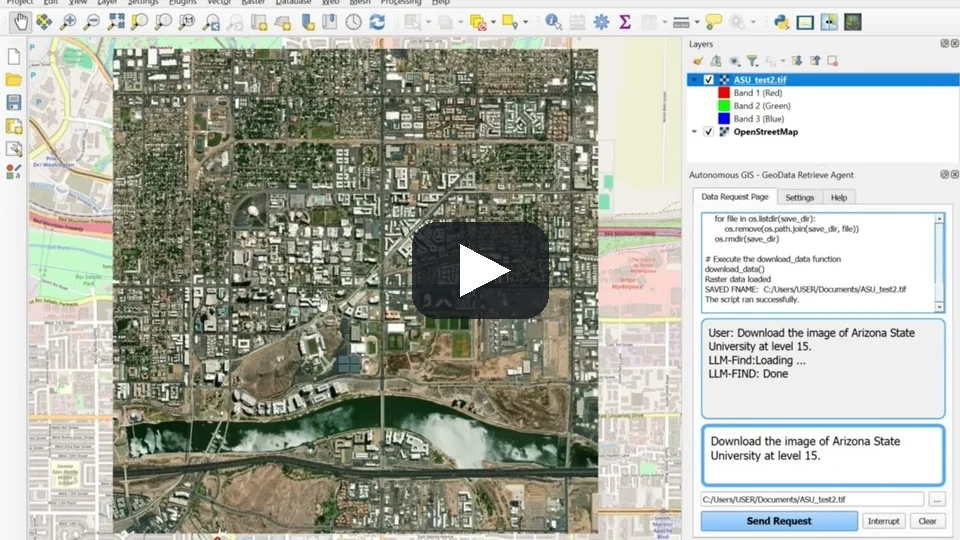 Video: GeoData Retrieve Agent (QGIS plugin) downloading data for Tempe, Arizona